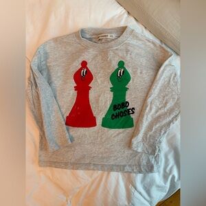 Bobo Choses Kids Long Sleeve Tee - Gray with Red and Green